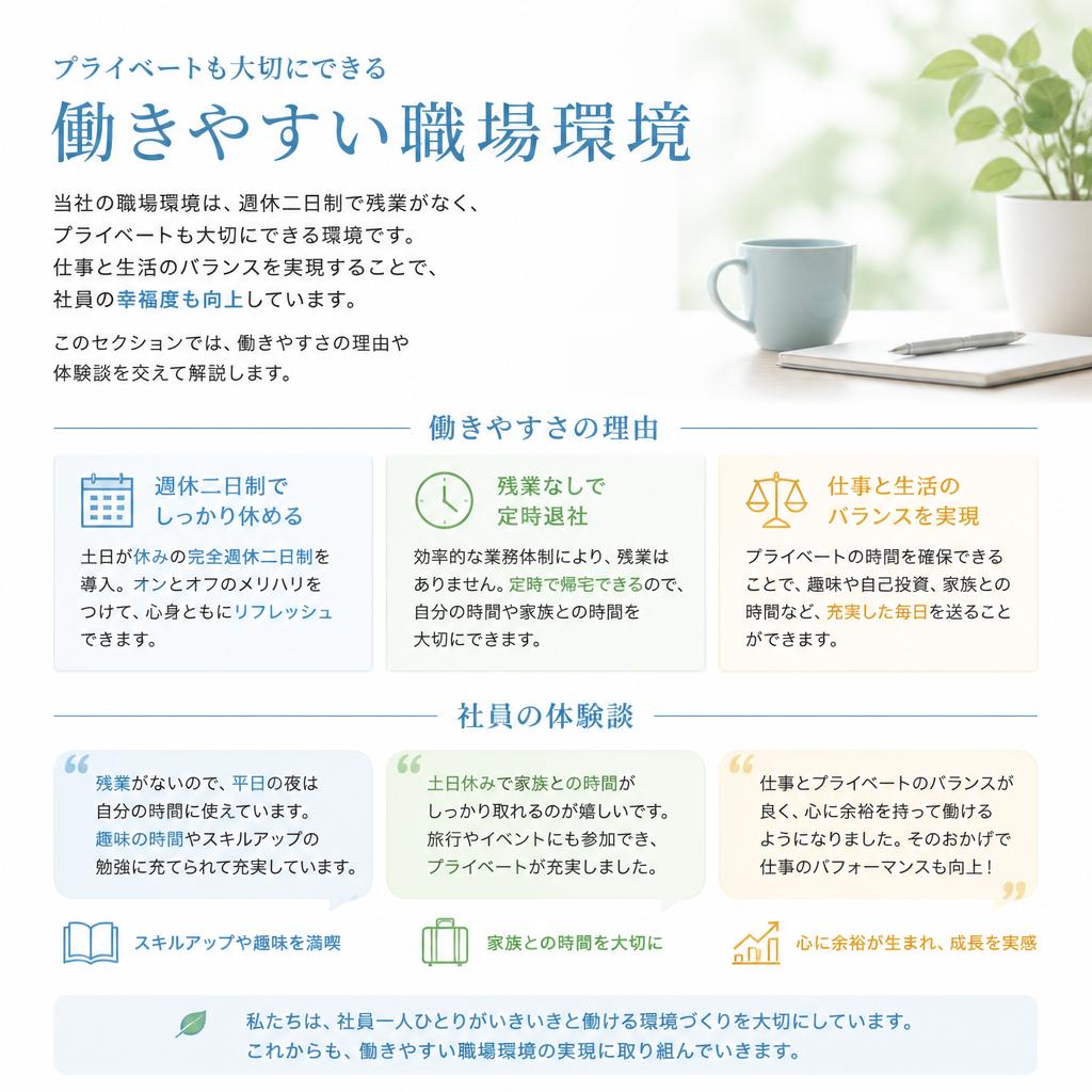 残業なしの職場環境で働く、フレーミング工事の全貌を把握！