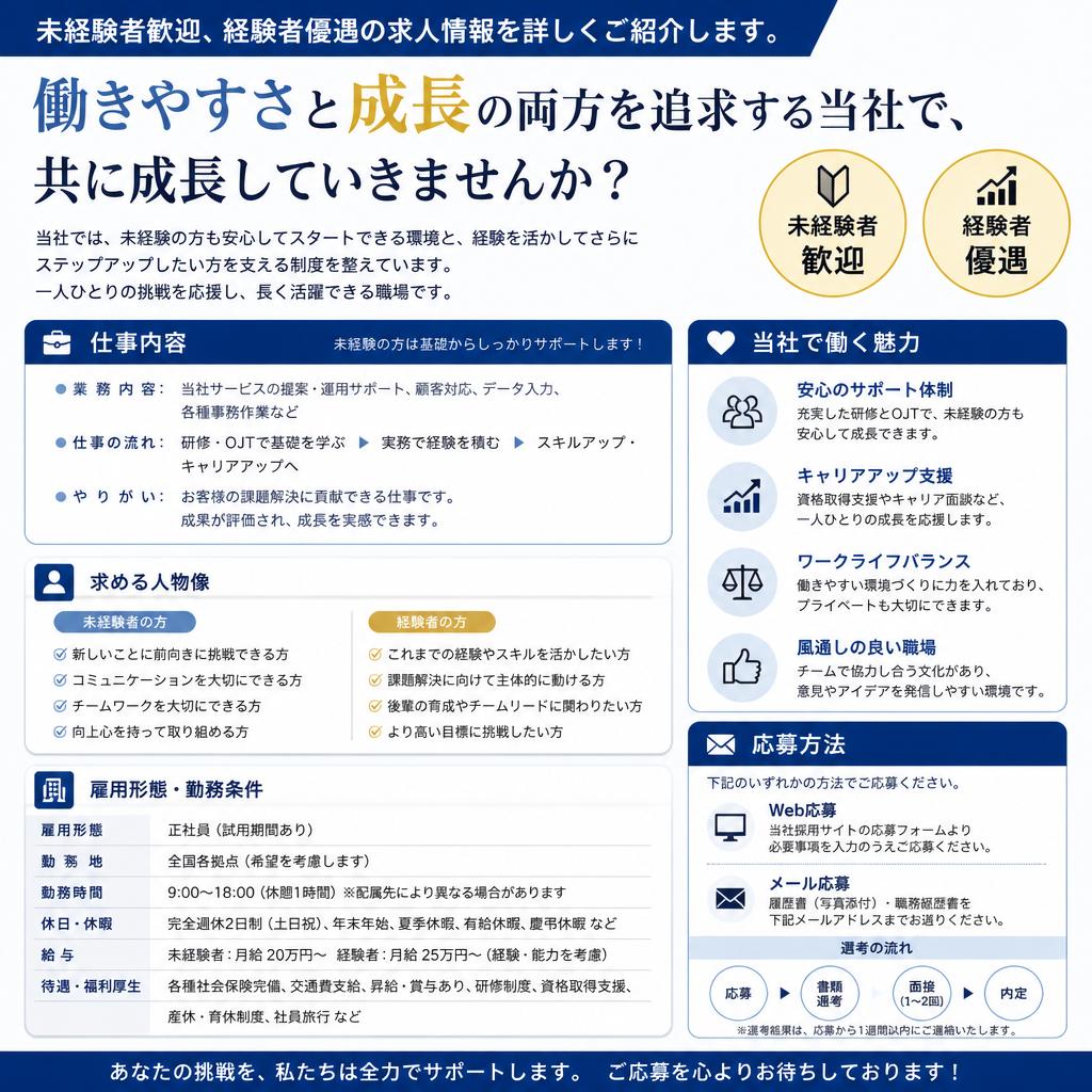 求人情報 - 新しい仲間を募集しています!