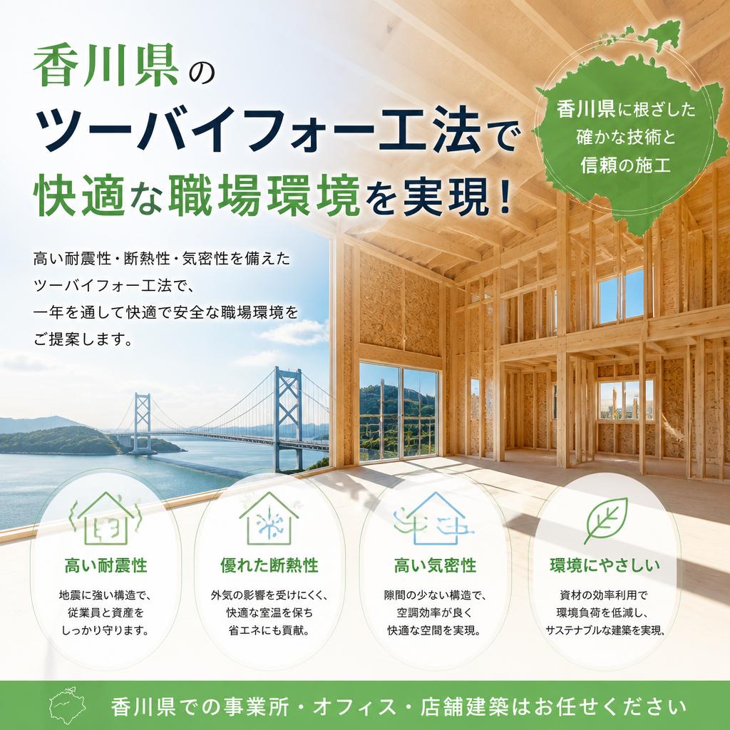 香川県のツーバイフォー工法で快適な職場環境を実現！