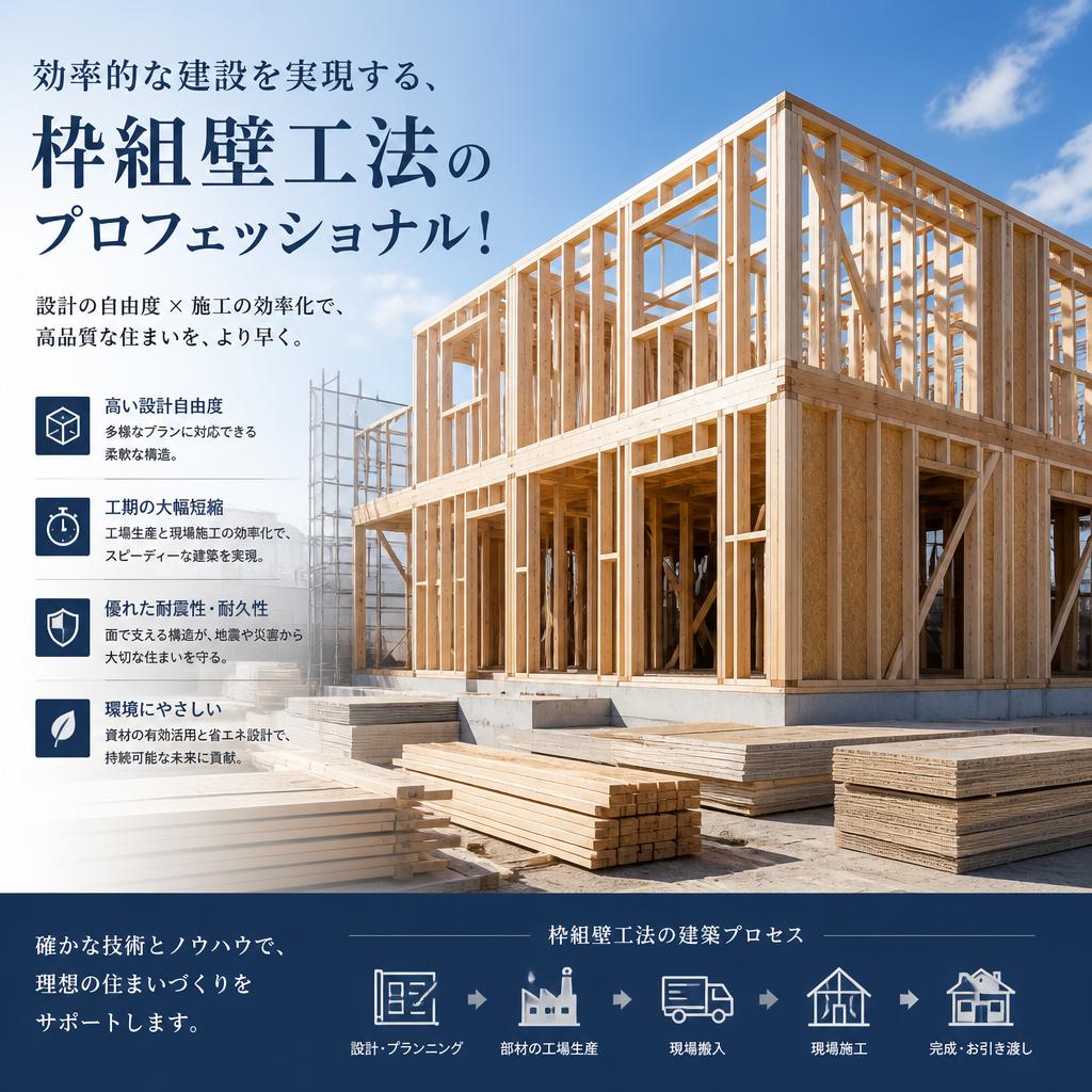 効率的な建設を実現する、枠組壁工法のプロフェッショナル！